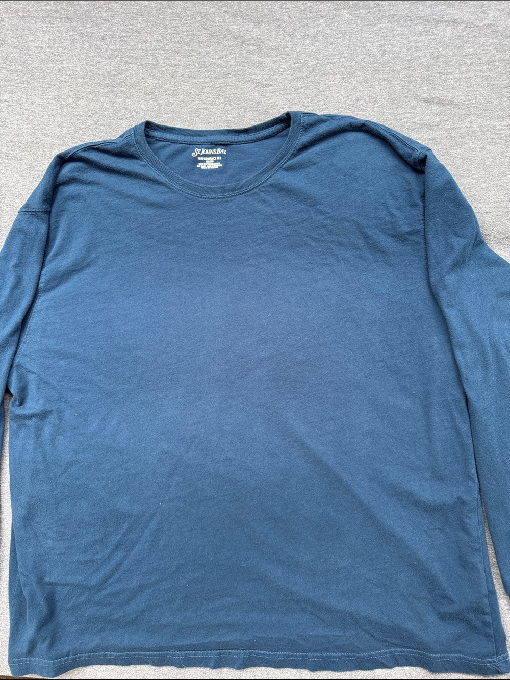 St. John's Bay Performance Tee Blue Long Sleeve 100% Cotton Men's Size XXL
